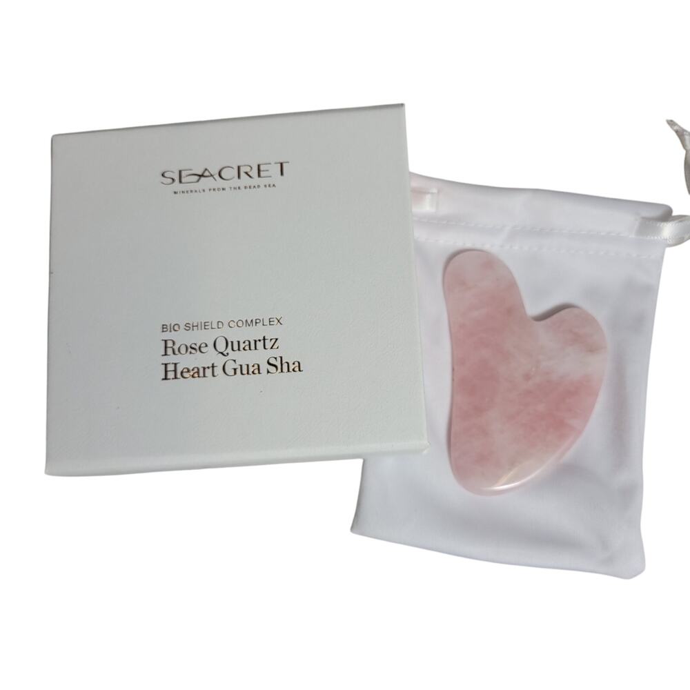 Seacret Rose Quartz Heart Gua Sha Facial Massage Stone Bio Shield Complex NEW